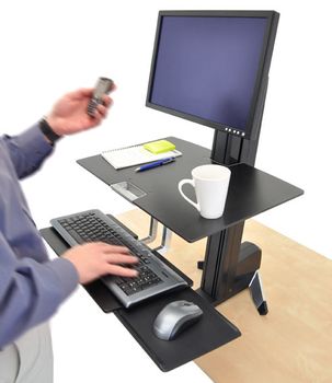 ERGOTRON n WorkFit-S Single HD with Worksurface+ - Stand (tray, desk clamp mount, pivot, column) for LCD display / keyboard / mouse - screen size: up to 30" (33-351-200)