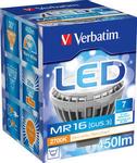 Verbatim LED MR16 12v GU5.3 7W 450lm 2700K Warm White 25.000 Hours Dimmable Retail (52028)