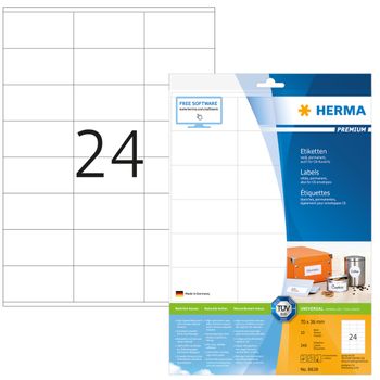 HERMA Labels 70x36 white matte 10 sheets DIN A4 240 Pcs.   8638 (8638)
