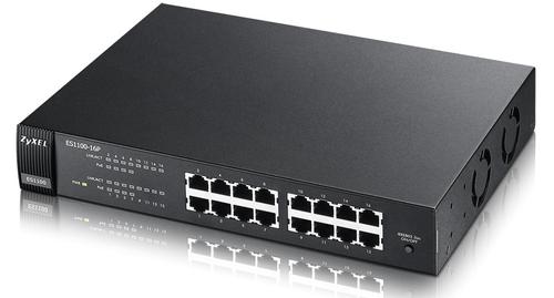 ZYXEL ES1100-16P 17 Port Unmanaged Fast-Ethernet PoE Switch, 8x PoE Ports with 802.3af. PoE power 130W (ES1100-16P-EU0102F)