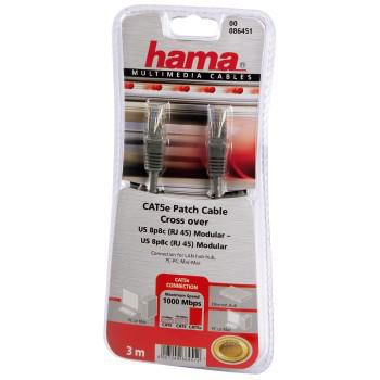 HAMA Netværkskabel CAT5e UTP CrossOver 3,0m Grå (86451)