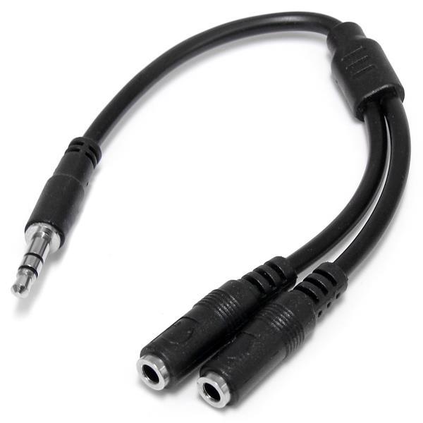 StarTech - 3.5mm Audio Extension Cable - Slim Audio Splitter Y Cable and Headphone Extender - Male to 2x Female AUX Cable (MUY1MFFS) - lydsplitter - 20 cm