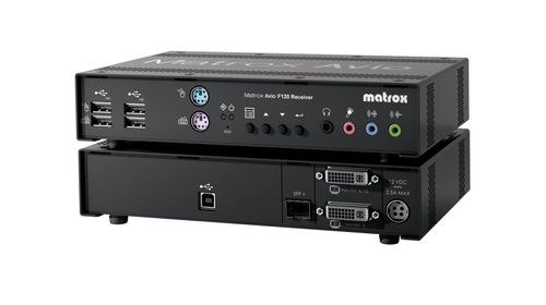 MATROX Avio F120 KVM Receiver AV-F120TXF,  receiver unit with multimode transceivers (AV-F120RXF)