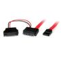 STARTECH StarTech.com 50cm Slimline Vrouwelijke SATA naar SATA Adapter met SATA Voedingskabel - SATA-kabel - Serial ATA 150/ 300/ 600 - Slimline SATA (V) naar SATA, SATA-voeding - 50 cm - rood (SLSATAF50CMS)