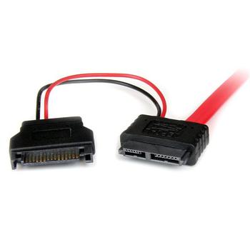 STARTECH StarTech.com 50cm Slimline Vrouwelijke SATA naar SATA Adapter met SATA Voedingskabel - SATA-kabel - Serial ATA 150/ 300/ 600 - Slimline SATA (V) naar SATA, SATA-voeding - 50 cm - rood (SLSATAF50CMS)