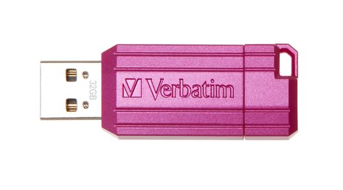 VERBATIM USB DRIVE 2.0 PIN STRIPE 32GB HOT PINK 2.0 32GB EXT (49056)
