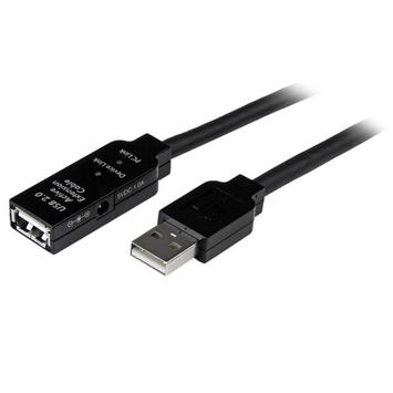 StarTech 25m USB 2.0 Active Extension Cable M/F - 25 meter USB A Male to USB A Female USB 2.0 Repeater / Extender Cable - Black - 80ft (USB2AAEXT25M) - USB-forlengelseskabel - USB til USB - 25 m (USB2AAEXT25M)
