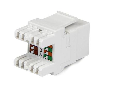 STARTECH 180° Cat 6 Keystone Jack - RJ45 Ethernet Cat6 Wall Jack White - 110 Type (C6KEY110SWH)