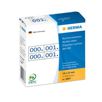 HERMA Nummernetik. doppelt selbstkl. 10x22 mm Aufdruck blau (4887)