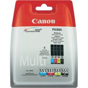 CANON CLI-551 ink cartridge black and tri-colour standard capacity combopack blister with alarm