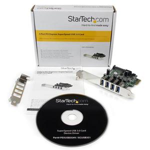 STARTECH 4 Port PCI Express PCIe SuperSpeed USB 3.0 Controller Card Adapter with SATA Power (PEXUSB3S4V)