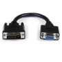 STARTECH StarTech.com VGA auf DVI Monitor Adapter 20cm - VGA (15 pin) (Buchse) DVI-I (29 pin) (Stecker) Kabel - VGA/ DVI Dongle - VGA-Adapter - DVI-I (M) zu HD-15 (VGA) (W) - 20 cm - Daumenschrauben - Schwarz (DVIVGAMF8IN)