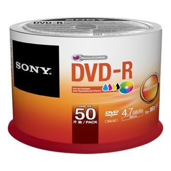 SONY DVD-R 16XINKJET PRINT SPINDLE 50PCS SUPL (50DMR47PP)