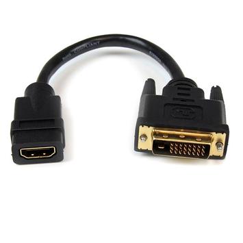 StarTech 8in HDMI to DVI-D Video Cable Adapter - HDMI Female to DVI Male - HDMI to DVI Dongle Adapter Cable (HDDVIFM8IN) - video adapter - HDMI / DVI - 20.32 cm (HDDVIFM8IN)