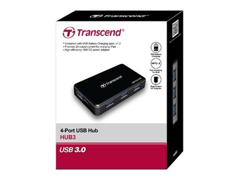 TRANSCEND HUB USB 3.0 04 Port TS-HUB3K / schwarz (TS-HUB3K)