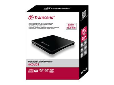 TRANSCEND 8X DVD SLIM TYPE USB BLACK 8X DVD 9.5MM USB                 IN EXT (TS8XDVDS-K)
