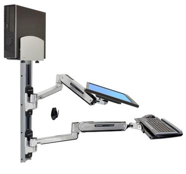 ERGOTRON LX SIT STAND WALL MOUNT SYSTEM MED SILVER CPU HOLDER, POLISHED ACCS (45-358-026 $DEL)