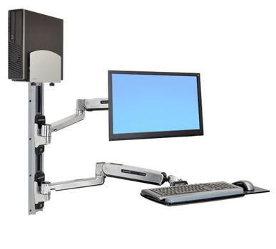 ERGOTRON LX SIT STAND WALL MOUNT SYSTEM MED SILVER CPU HOLDER, POLISHED ACCS (45-358-026 $DEL)