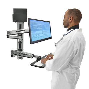 Ergotron LX Wall Mount System with Small CPU Holder - monteringssett for systemenhet / skjerm / tastatur - sitte-stå (45-359-026)