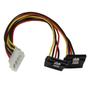 STARTECH 12IN 4 PIN MOLEX TO DUAL RIGHT ANGLE LATCHING SATA Y SPLITTER CABL