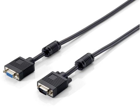 EQUIP VGA HD15m/ HD15f with ferrite core 1.8m cable black (118807)