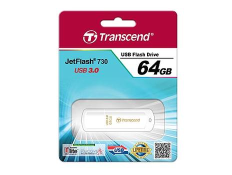 TRANSCEND d JetFlash 730 - USB flash drive - 64 GB - USB 3.0 - white (TS64GJF730)