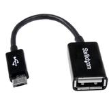 StarTech 5in Micro USB to USB OTG Host Adapter M/F - USB-adapter - USB (hunn) til Micro-USB type B (hann) - USB 2.0 OTG - 12.7 cm - svart (UUSBOTG)