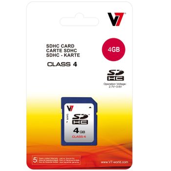 V7 CARD SD 4GB SDHC CL4 RETAIL MEM (VASDH4GCL4R-2E)