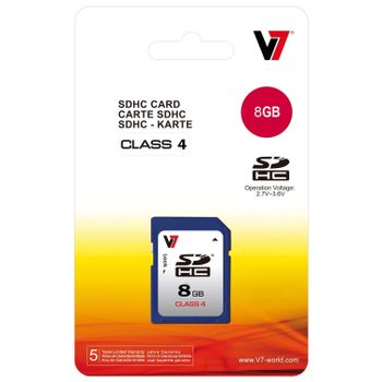 V7 SD CARD 8GB SDHC CL4 RETAIL MEM (VASDH8GCL4R-2E)