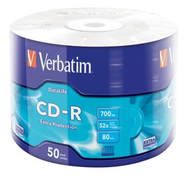 VERBATIM CD-R Verbatim [ 50 pcs, 700MB, 52x, wrap] EXTRA PROTECTION (43787)