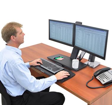 Ergotron WorkFit-A Dual with Worksurface+ Standing Desk - monteringssett - for 2 LCD-skjermer / tastatur / mus (24-316-026)