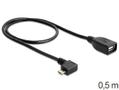 DELOCK Cable USB micro-B male > USB 2.0-A female OTG 50 cm angled (83271)