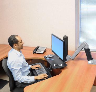 Ergotron WorkFit-A Single HD Workstation with Suspended Keyboard Standing Desk - monteringssett - for LCD-skjerm / tastatur / mus (24-391-026)