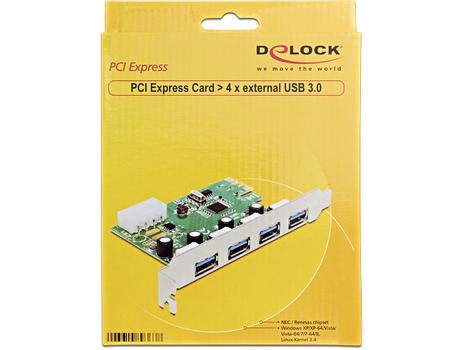 DELOCK USB 3.0 PCI-Express x1 Card (4x USB 3.0 A porte) (89363)