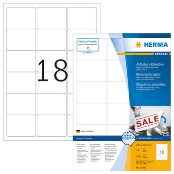 HERMA Etiketten A4 weiß 63,5x46,6 mm ablösb. Papier 1800 St. (10302)