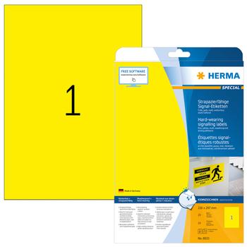 HERMA Labels Hard-wearing yellow 210x297 (8033)