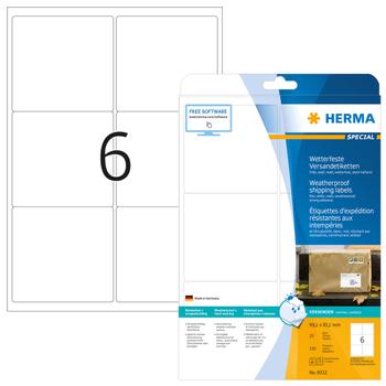 HERMA Adressetiketten A4 weiß 99,1x93,1 mm Folie 150 St. (8332)
