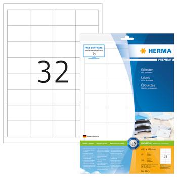 Herma Premium - laminerte adresseetiketter - matt - 320 etikett(er) - 48.3 x 33.8 mm (8643)