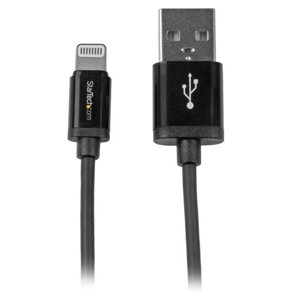 StarTech - 1m (3ft) Black Apple 8-pin Lightning Connector to USB Cable for iPhone / iPod / iPad - Charge and Sync Cable - 1 meter (USBLT1MB) - Lightning-kabel - Lightning / USB - 1 m