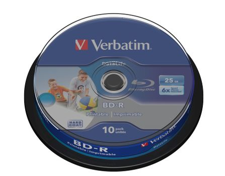 VERBATIM BD-R SL 25GB 6X 10PK DATALIFE HTL WIDE PRINTABL NO ID SUPL (43804)