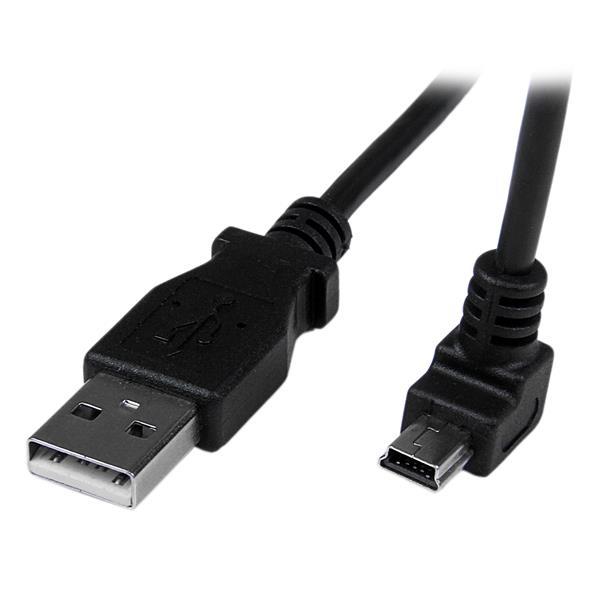 StarTech - Down Angle Mini USB Cable - 2m - Black - USB A to Mini USB B - USB to Mini USB Cable - Mini USB Charger - USB A to Mini B (USBAMB2MD) - USB-kabel - USB til mini-USB type B - 2 m