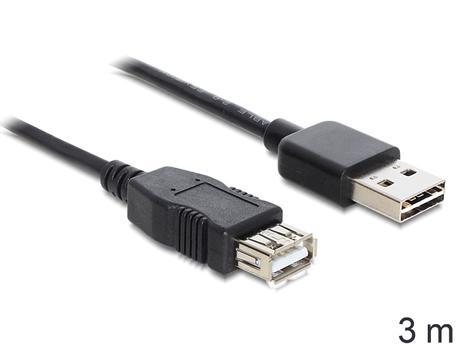 DELOCK USB Kabel A -> A St/Bu 3.00m sw Easy USB Verl. (83372)