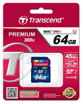 TRANSCEND SDHC UHS-I 64GB CLASS 10 300X (TS64GSDU1)