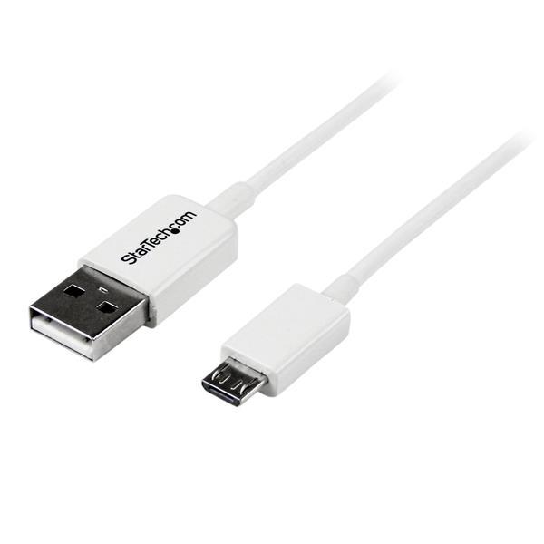 StarTech - 3.3 ft. (1 m) USB to Micro USB Cable - USB 2.0 A to Micro B - White - Micro USB Cable (USBPAUB1MW) - USB-kabel - Micro-USB type B til USB - 1 m