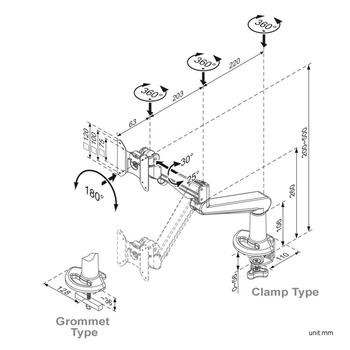 ROLINE Monitor Stand Pneumatic,  Desk (17.03.1147)