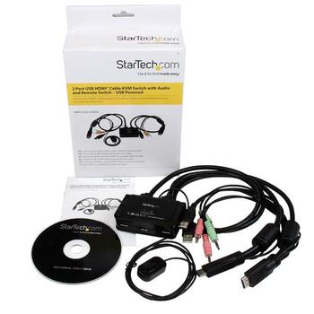 STARTECH 2 Port USB HDMI Cable KVM Switch with Audio and Remote Switch ? USB Powered (SV211HDUA)