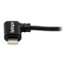 STARTECH StarTech.com 2 m hoekige zwarte Apple 8-polige Lightning-connector naar USB-kabel voor iPhone / iPod / iPad - Lightning-kabel - Lightning male naar USB male - 2 m - dubbel afgeschermd - zwart - connec (USBLT2MBR)