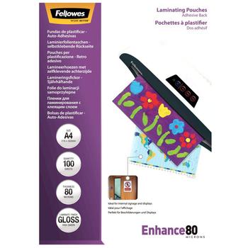 FELLOWES Lomme FELLOWES A4 Adhes Back 80my(100) (5302202)
