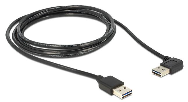 DELOCK Cable EASY-USB 2.0 A male>USB 2.0 A male angled L/R 3m (83466)