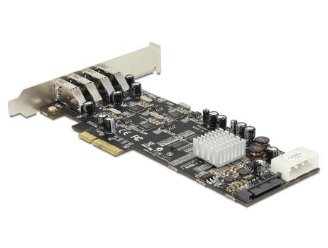DELOCK PCI-Express x4 V2.0, USB 3.0, 4x USB, Molex, inkl lavprof brack (89365)